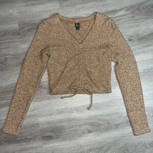 Wild Fable V-Neck Crop Sweater Soft LongSleeve with Tie Front Women’s Medium